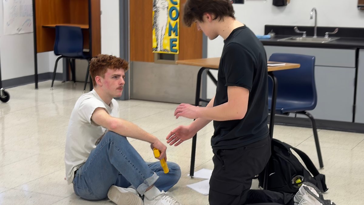 Deacon Grasty and Finnegan Broyles in rehearsal for Room 627.