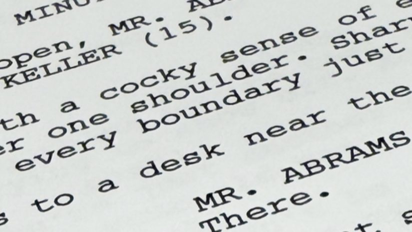 A close-up of a Room 627 script page.