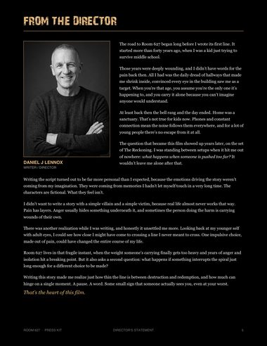 Press kit page 5: From the director