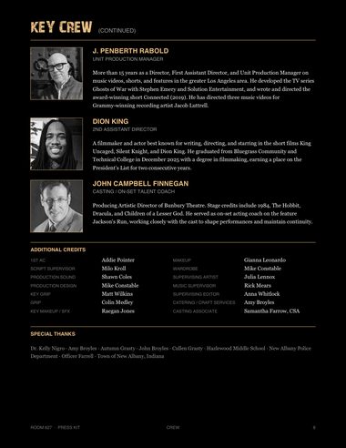Press kit page 8: Key crew continued